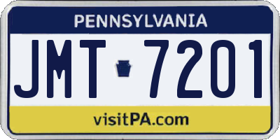PA license plate JMT7201