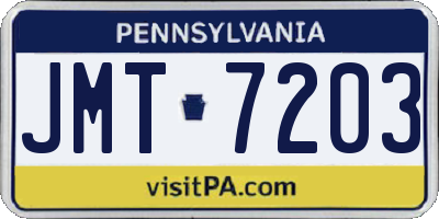 PA license plate JMT7203