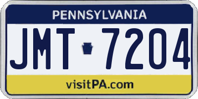 PA license plate JMT7204