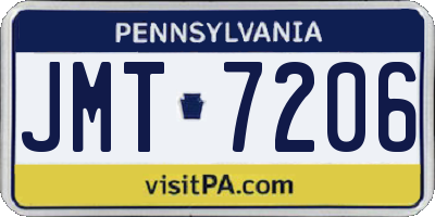 PA license plate JMT7206