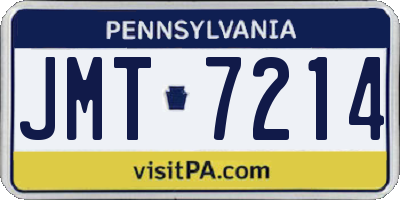 PA license plate JMT7214