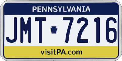 PA license plate JMT7216