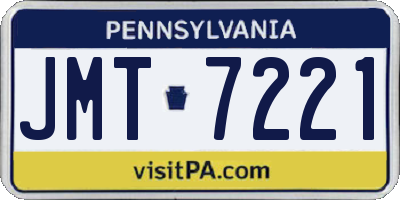 PA license plate JMT7221