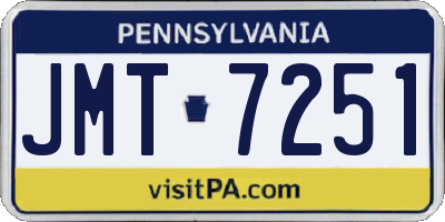 PA license plate JMT7251