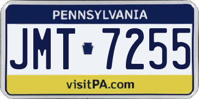 PA license plate JMT7255