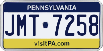 PA license plate JMT7258