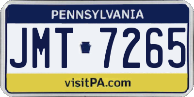 PA license plate JMT7265