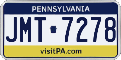 PA license plate JMT7278