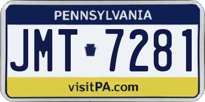 PA license plate JMT7281