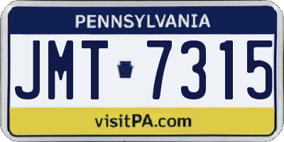 PA license plate JMT7315
