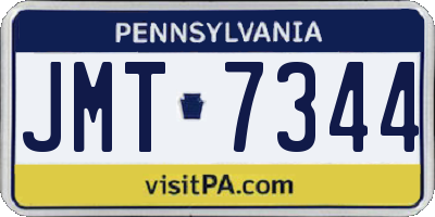 PA license plate JMT7344