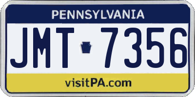 PA license plate JMT7356