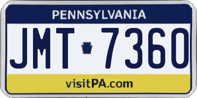 PA license plate JMT7360