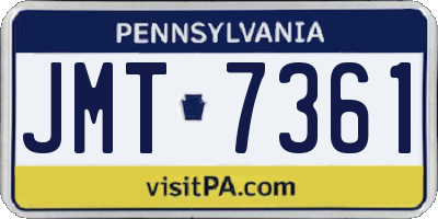 PA license plate JMT7361