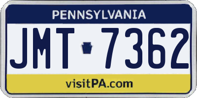 PA license plate JMT7362