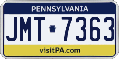 PA license plate JMT7363