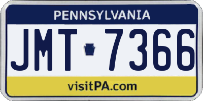 PA license plate JMT7366