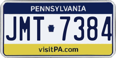 PA license plate JMT7384
