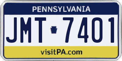 PA license plate JMT7401