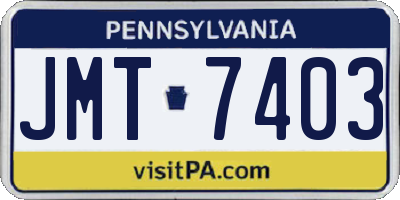 PA license plate JMT7403