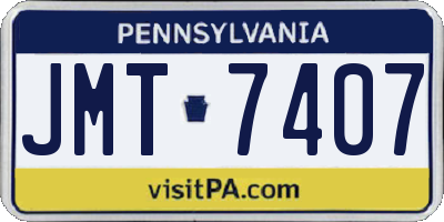 PA license plate JMT7407