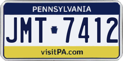 PA license plate JMT7412