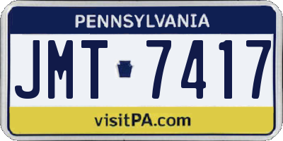 PA license plate JMT7417