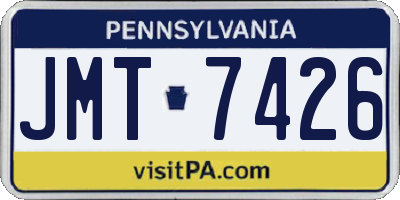 PA license plate JMT7426