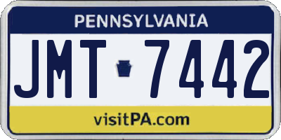 PA license plate JMT7442