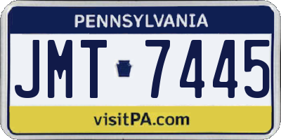 PA license plate JMT7445