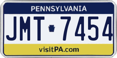 PA license plate JMT7454