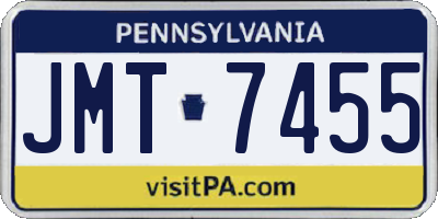 PA license plate JMT7455