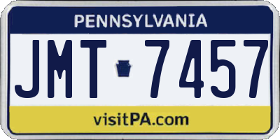 PA license plate JMT7457