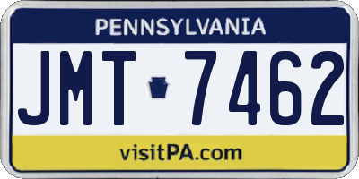 PA license plate JMT7462