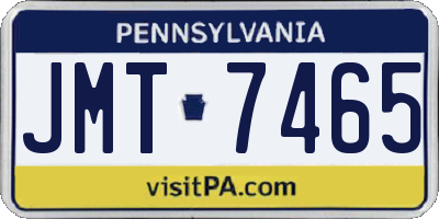 PA license plate JMT7465