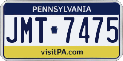PA license plate JMT7475