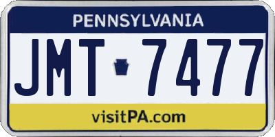 PA license plate JMT7477