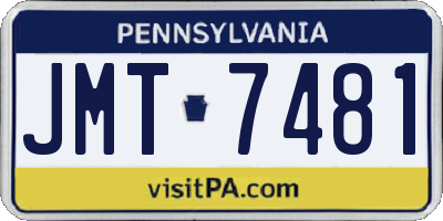 PA license plate JMT7481