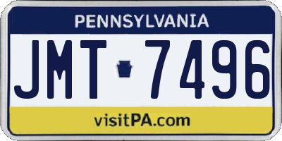 PA license plate JMT7496