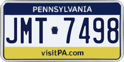 PA license plate JMT7498