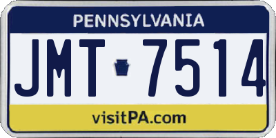 PA license plate JMT7514