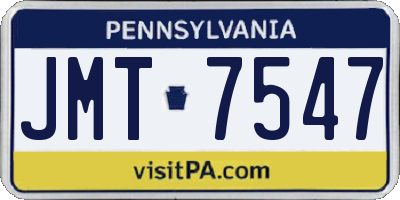 PA license plate JMT7547