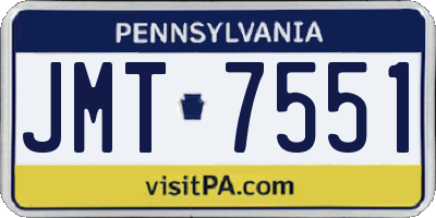 PA license plate JMT7551