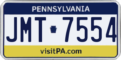 PA license plate JMT7554