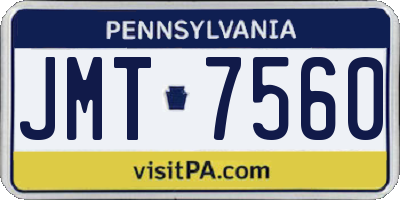 PA license plate JMT7560