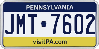 PA license plate JMT7602