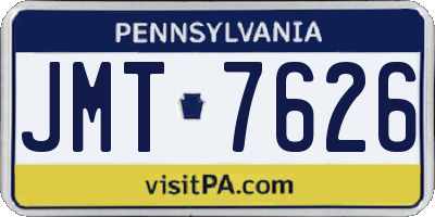 PA license plate JMT7626