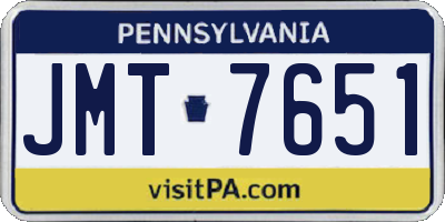 PA license plate JMT7651