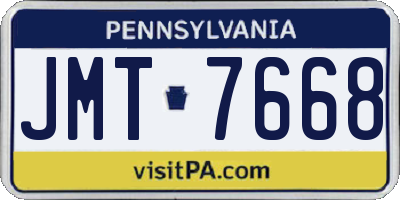 PA license plate JMT7668