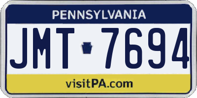 PA license plate JMT7694